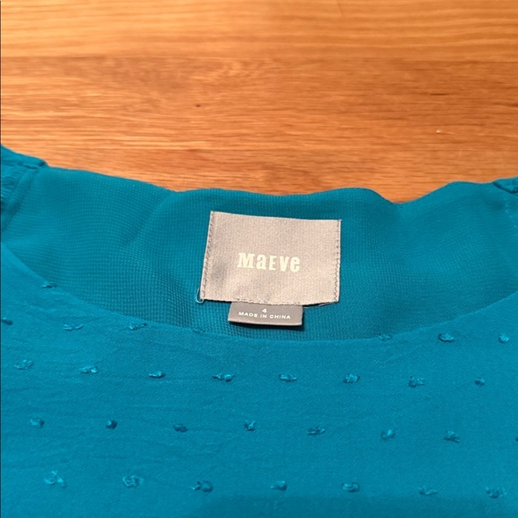 Maeve teal Blouse with Textured Detail size 4 - Picture 4 of 6